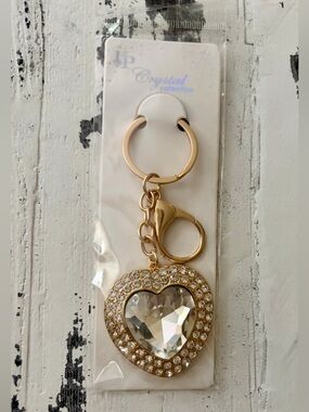 Gold Heart Keychain or Bag Charm